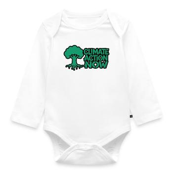 Baumwurzel Klima Natur Logo - Baby Bio-Langarm-Body - Weiß - Vorne