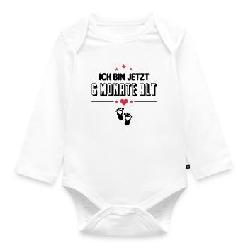 6 Monate Säugling Birthday Baby Sprüche - Baby Bio-Langarm-Body - Weiß - Vorne