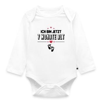 7 Monate Säugling Birthday Baby Sprüche - Baby Bio-Langarm-Body - Weiß - Vorne