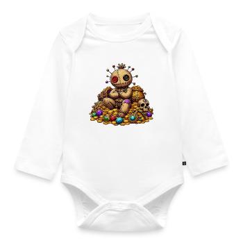 Genähte Voodoo Puppe Schatzpirat im Gold - Baby Bio-Langarm-Body - Weiß - Vorne