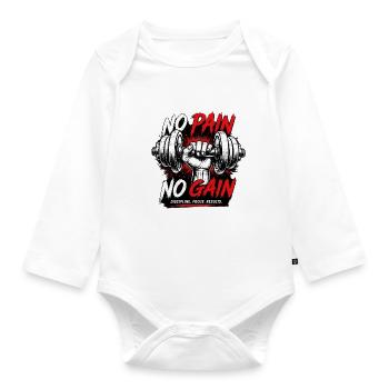 No Pain No Gain Power Lifting - Organic Longsleeve Baby Bodysuit - white - Front