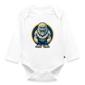 Yeti Kawaii Maskottchen-Cartoon-Charakter-Clipart-Logo - Baby Bio-Langarm-Body - Weiß - Vorne