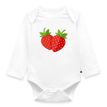 strawberry - Organic Longsleeve Baby Bodysuit - white - Front