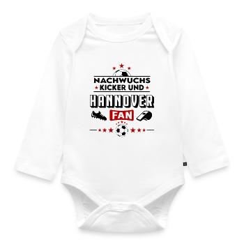 Hannover Fußball Nachwuchs Neuzugang Baby Kind - Baby Bio-Langarm-Body - Weiß - Vorne