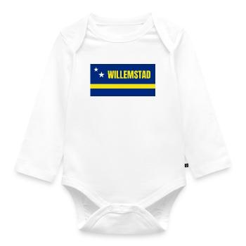Willemstad in Curaçao Flag - Organic Longsleeve Baby Bodysuit - white - Front