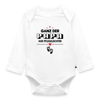 Ganz der Papa Pflegeleichter Baby Sprüche - Baby Bio-Langarm-Body - Weiß - Vorne
