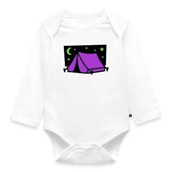 Camping Zelt Sterne Grafik - Baby Bio-Langarm-Body - Weiß - Vorne