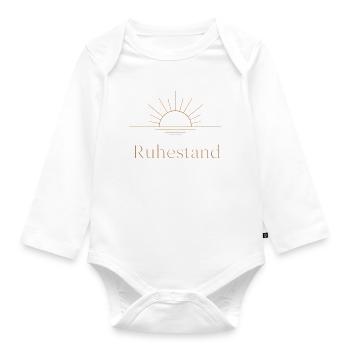 Goldener Ruhestand – Filigrane Buchstaben & Sonne - Baby Bio-Langarm-Body - Weiß - Vorne