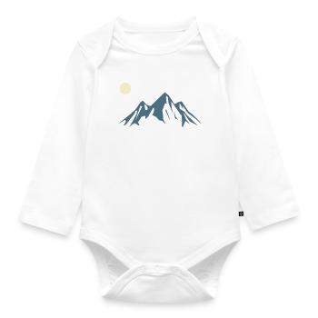 Mountain Silhouette Sunrise - Organic Longsleeve Baby Bodysuit - white - Front