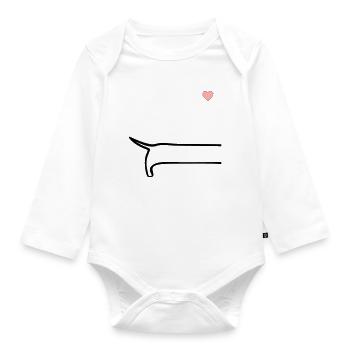 Minimalist Dog Back - Organic Longsleeve Baby Bodysuit - white - Front