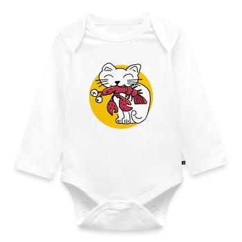 CancerCat - Baby Bio-Langarm-Body - Weiß - Vorne