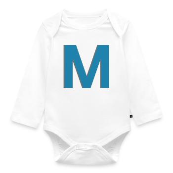 Letter M Sign - Post lettering - Organic Longsleeve Baby Bodysuit - white - Front