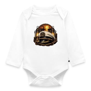 Captain's hat in the evening light - Organic Longsleeve Baby Bodysuit - white - Front