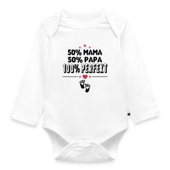 50 % Papa 50 % Maman 100 Bébé Parfait Bébé - Body Bébé bio manches longues - blanc - Devant