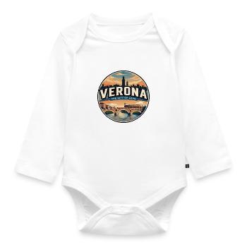Retro Verona Roman Arena Reiseabzeichen - Baby Bio-Langarm-Body - Weiß - Vorne