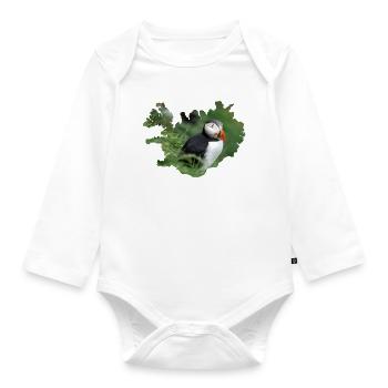 Puffin, small, colorful, unforgettable - Organic Longsleeve Baby Bodysuit - white - Front