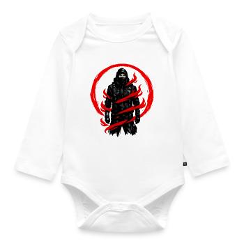 Shadow Warrior with Red Swirl - Organic Longsleeve Baby Bodysuit - white - Front