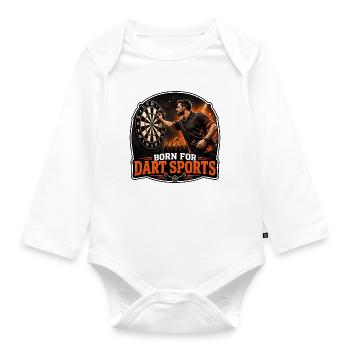 Born for darts - Organic Longsleeve Baby Bodysuit - white - Front