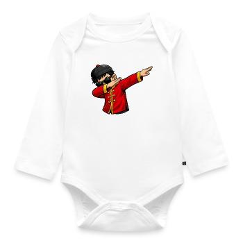 Dabbing Chinese - Baby Bio-Langarm-Body - Weiß - Vorne