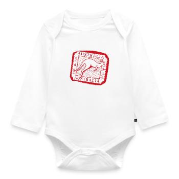Australian Kangaroo Stampprint - Organic Longsleeve Baby Bodysuit - white - Front