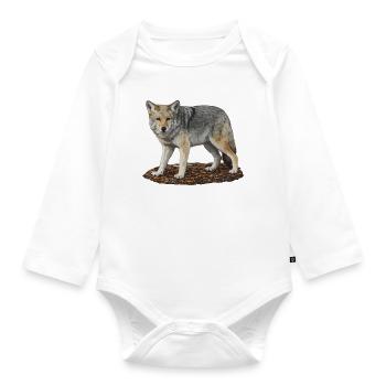 Wolfswächter auf Felsen - Baby Bio-Langarm-Body - Weiß - Vorne