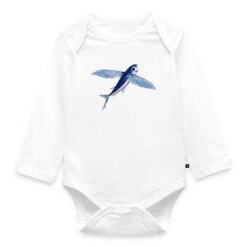 Flying fish in blue orange - Organic Longsleeve Baby Bodysuit - white - Front
