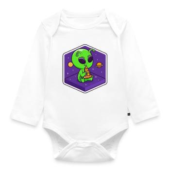 Alien Pizza Scout - Organic Longsleeve Baby Bodysuit - white - Front