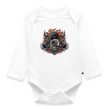 Flame Turbo Engine Emblem - Organic Longsleeve Baby Bodysuit - white - Front