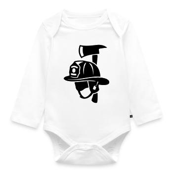 Frontal Firefighter Helmet Logo - Organic Longsleeve Baby Bodysuit - white - Front
