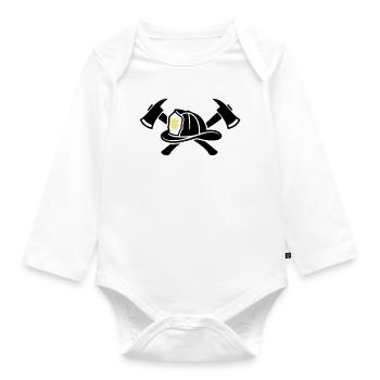 Firefighter Helmet Aexte Graphic - Organic Longsleeve Baby Bodysuit - white - Front
