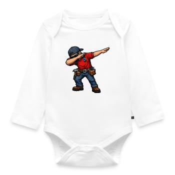 Dabbing roofers - Organic Longsleeve Baby Bodysuit - white - Front
