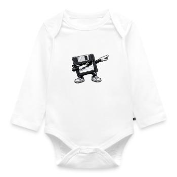 Dabbing Floppy Disk - Organic Longsleeve Baby Bodysuit - white - Front