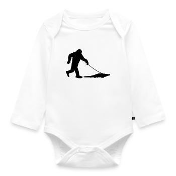 Bigfoot with Alligator - Organic Longsleeve Baby Bodysuit - white - Front