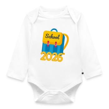 School Child 2026 School Enrollment Gift First Year - Organic Longsleeve Baby Bodysuit - white - Front