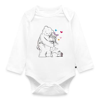 Teddy goes on vacation - Organic Longsleeve Baby Bodysuit - white - Front
