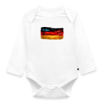 Tech-Circuit Neon Nebel Deutschland flagge - Baby Bio-Langarm-Body - Weiß - Vorne