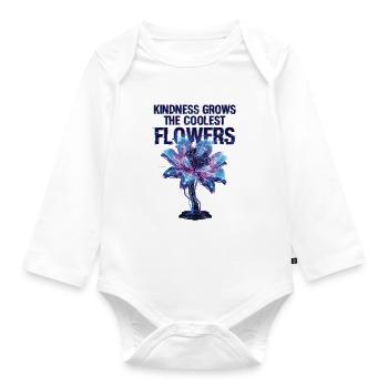 Freundlichkeit Lässt Die Coolsten Blumen Wachsen - Baby Bio-Langarm-Body - Weiß - Vorne