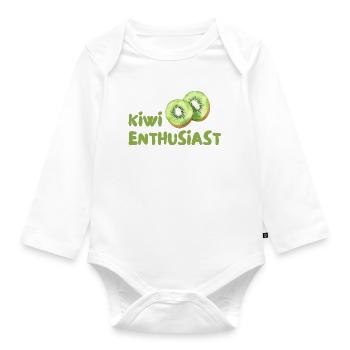 Kiwi Enthusiast - Organic Longsleeve Baby Bodysuit - white - Front