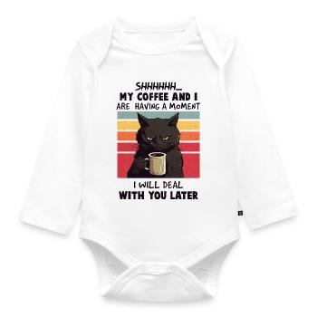 My Coffee And I Cat Moment - Baby Bio-Langarm-Body - Weiß - Vorne