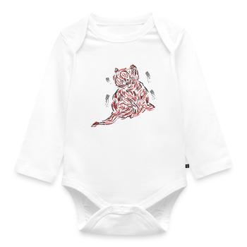 Abstract Cat Brushstroke Art - Organic Longsleeve Baby Bodysuit - white - Front