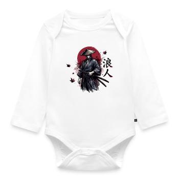 Shadow samurai in autumn red - Organic Longsleeve Baby Bodysuit - white - Front