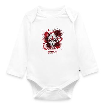 Fuchsmaske im roten Feuerkreis - Baby Bio-Langarm-Body - Weiß - Vorne