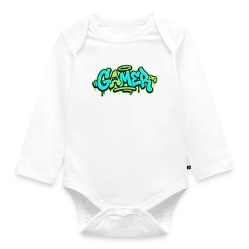 Gamer Graffiti Logo - Baby Bio-Langarm-Body - Weiß - Vorne