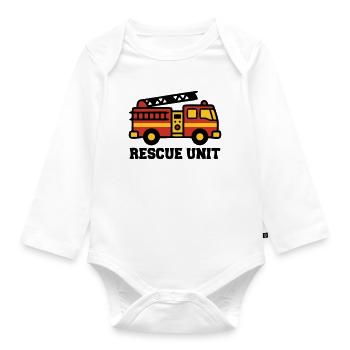 Fire Truck Logo - Organic Longsleeve Baby Bodysuit - white - Front
