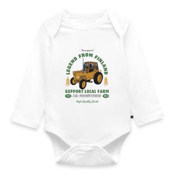 Finnish Farm Legend Tractor - Organic Longsleeve Baby Bodysuit - white - Front