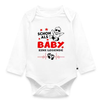 Schon als Baby eine Legende Lustige Babysprüche - Baby Bio-Langarm-Body - Weiß - Vorne