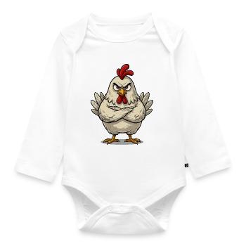 Angry Chicken Vintage Cartoon T-Shirt - Body Bébé bio manches longues - blanc - Devant