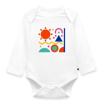 Colorful shapes - Organic Longsleeve Baby Bodysuit - white - Front