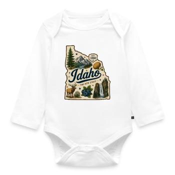 Idaho The Gem State Vintage Travel Sticker - Organic Longsleeve Baby Bodysuit - white - Front