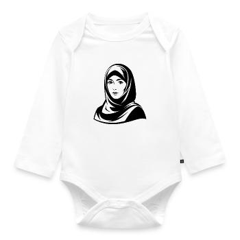 Hijab Woman - Organic Longsleeve Baby Bodysuit - white - Front